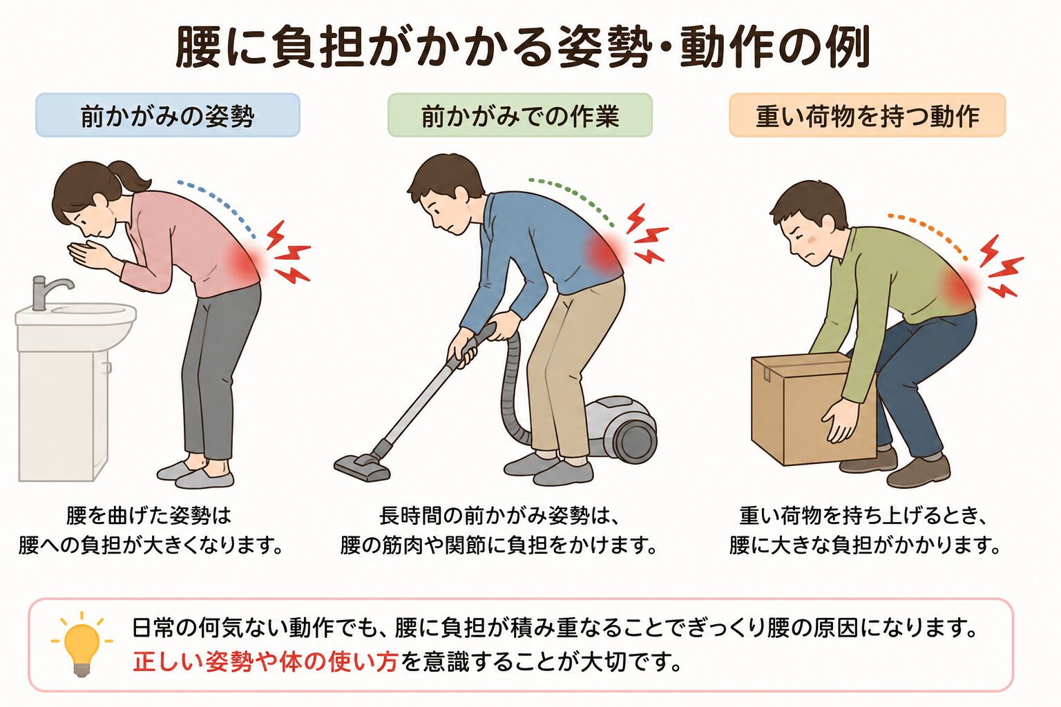 ぎっくり腰の原因となる姿勢や動作